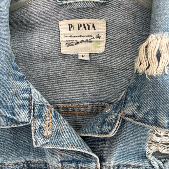Papaya Light Blue Ripped Denim Jacket - Picture 4 of 10
